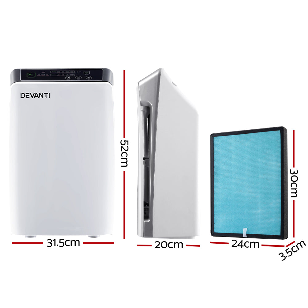 Devanti Air Purifier 4 Stage HEPA w/Replacement Filter PURI-D-501-FT