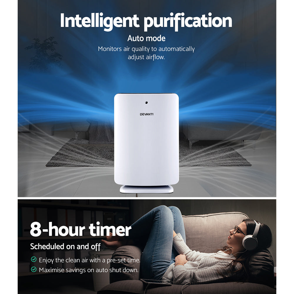 Devanti Air Purifier 3 Stage HEPA w/Replacement Filter PURI-D-505-FT