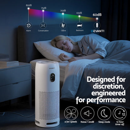 Devanti Air Purifier 4-Layer HEPA Filter White PURI-D-850A-WH
