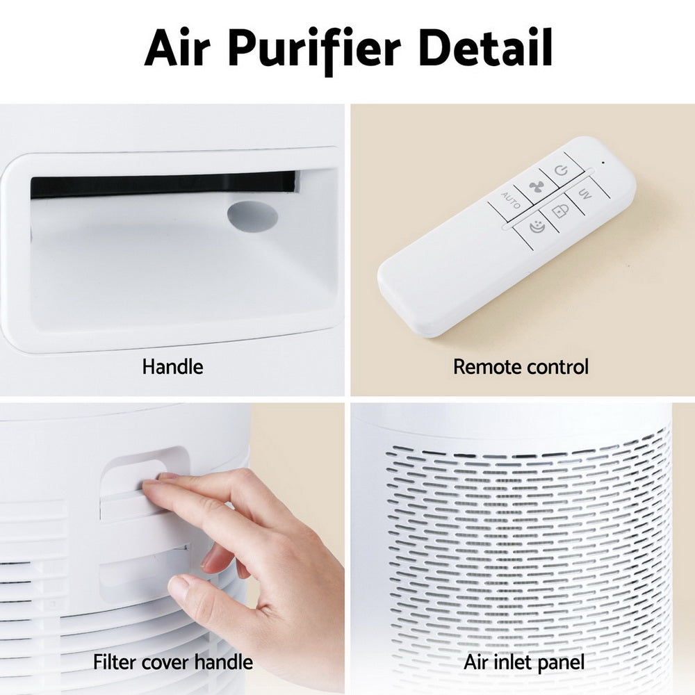Devanti Air Purifier 4-Layer HEPA Filter White PURI-D-850A-WH
