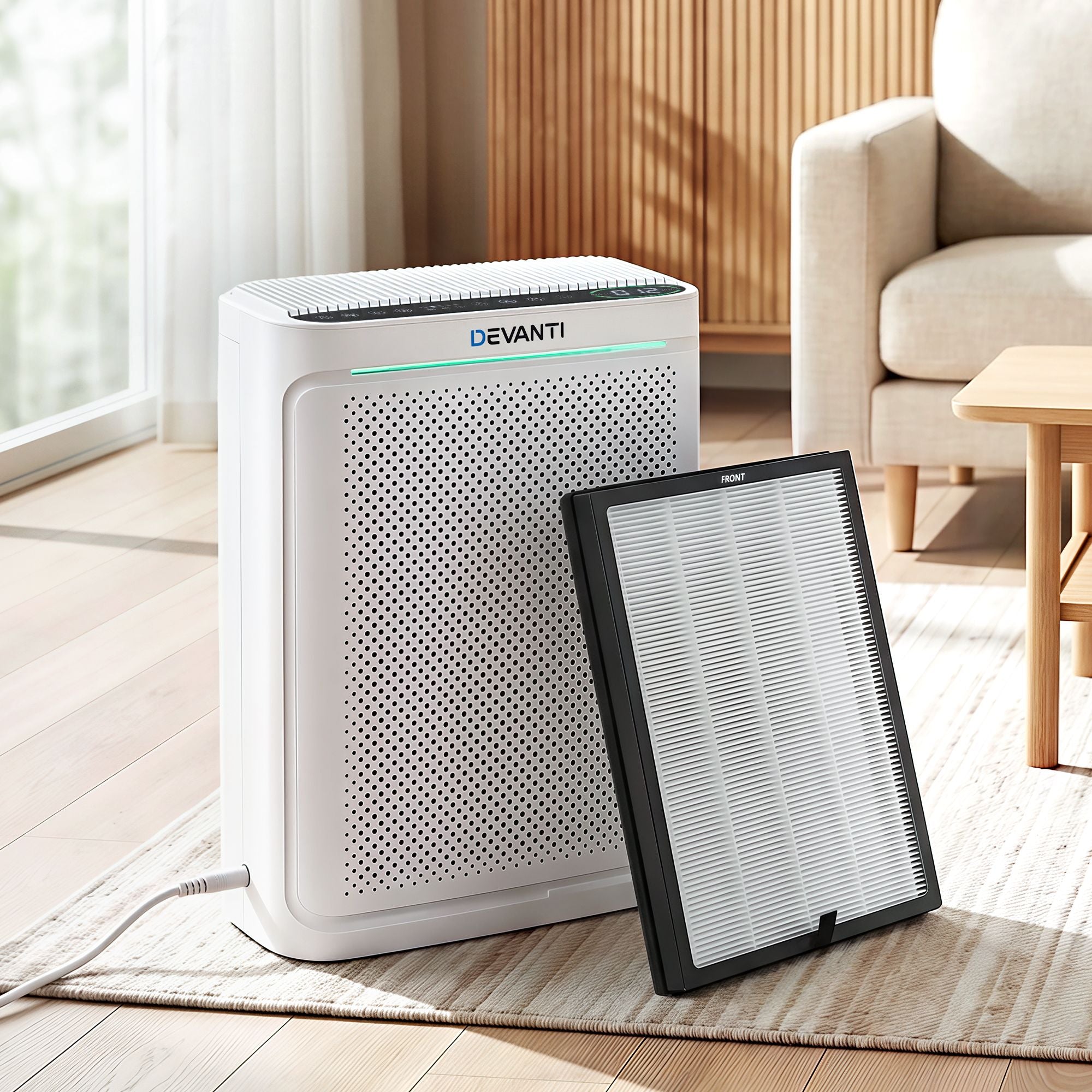 Devanti Air Purifier H12 HEPA Cleaner PM2.5 Display Spare Filter White PURI-E-2008-FT-WH