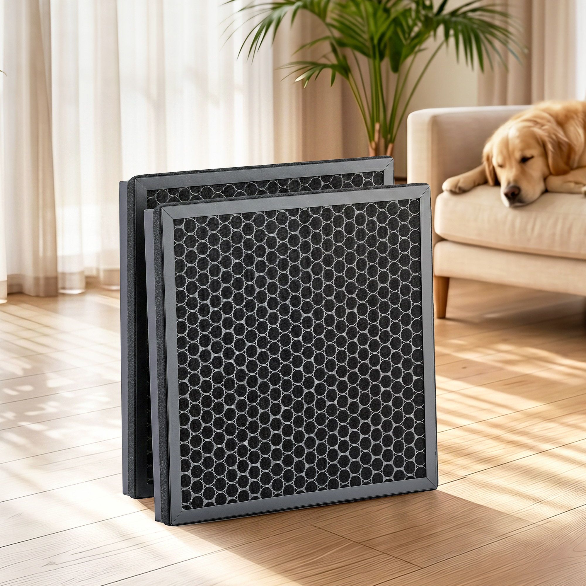 Devanti Air Purifier Filter Replacement H12 HEPA 2 Pack Dual Intake PURI-E-4866PET-FT