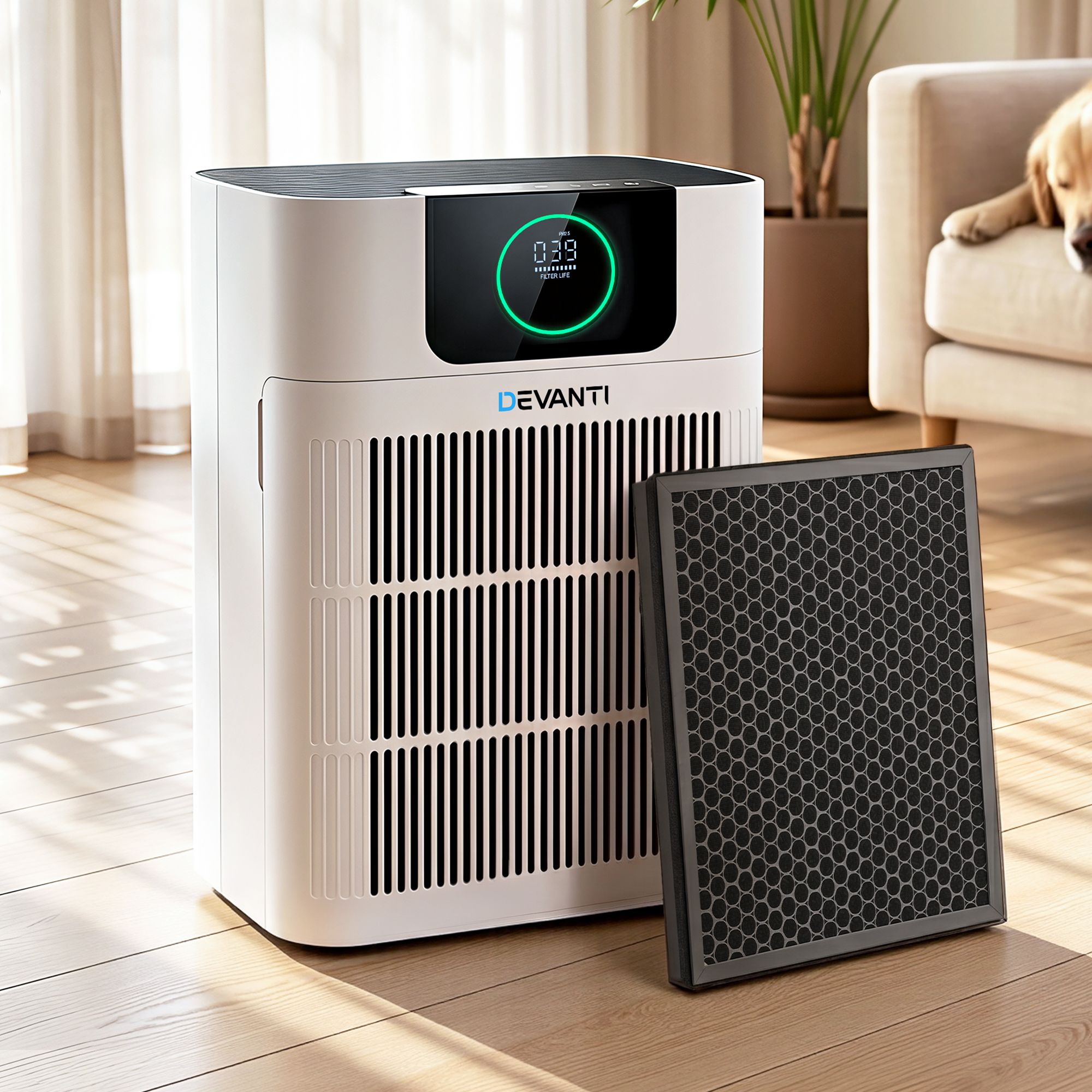 Devanti Pet Air Purifier H12 HEPA Filter Cleaner Replacement Filter White PURI-E-4866PET-FT-WH