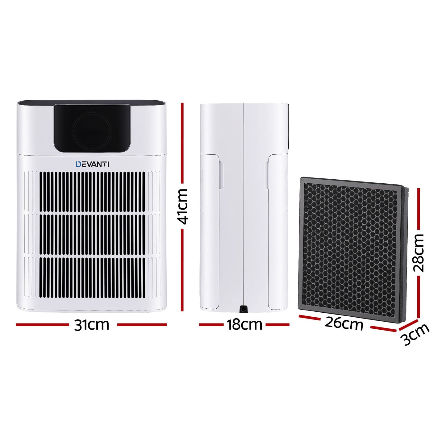 Devanti Pet Air Purifier H12 HEPA Filter Cleaner Replacement Filter White PURI-E-4866PET-FT-WH