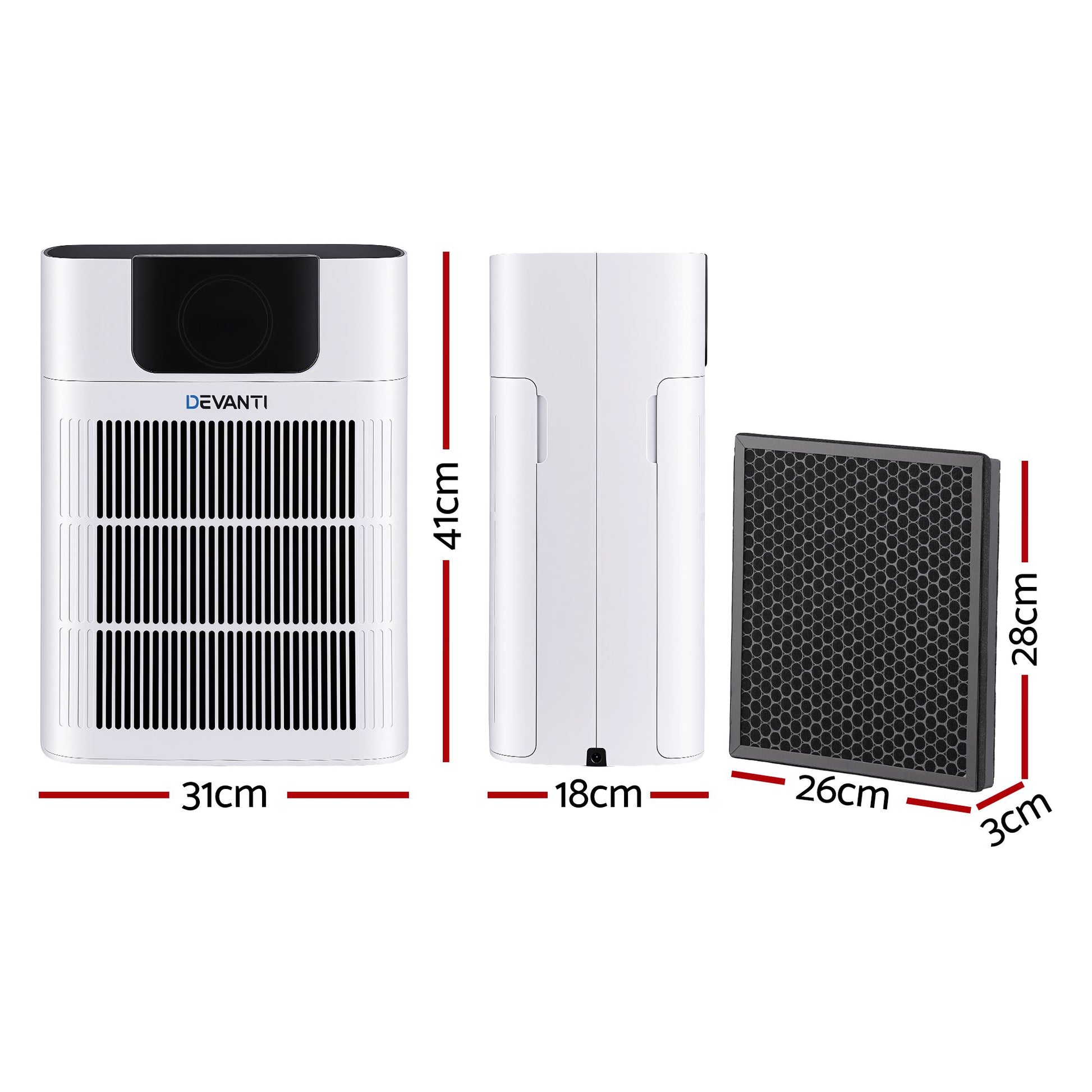 Devanti Pet Air Purifier H12 HEPA Filter Cleaner Replacement Filter White PURI-E-4866PET-FT-WH