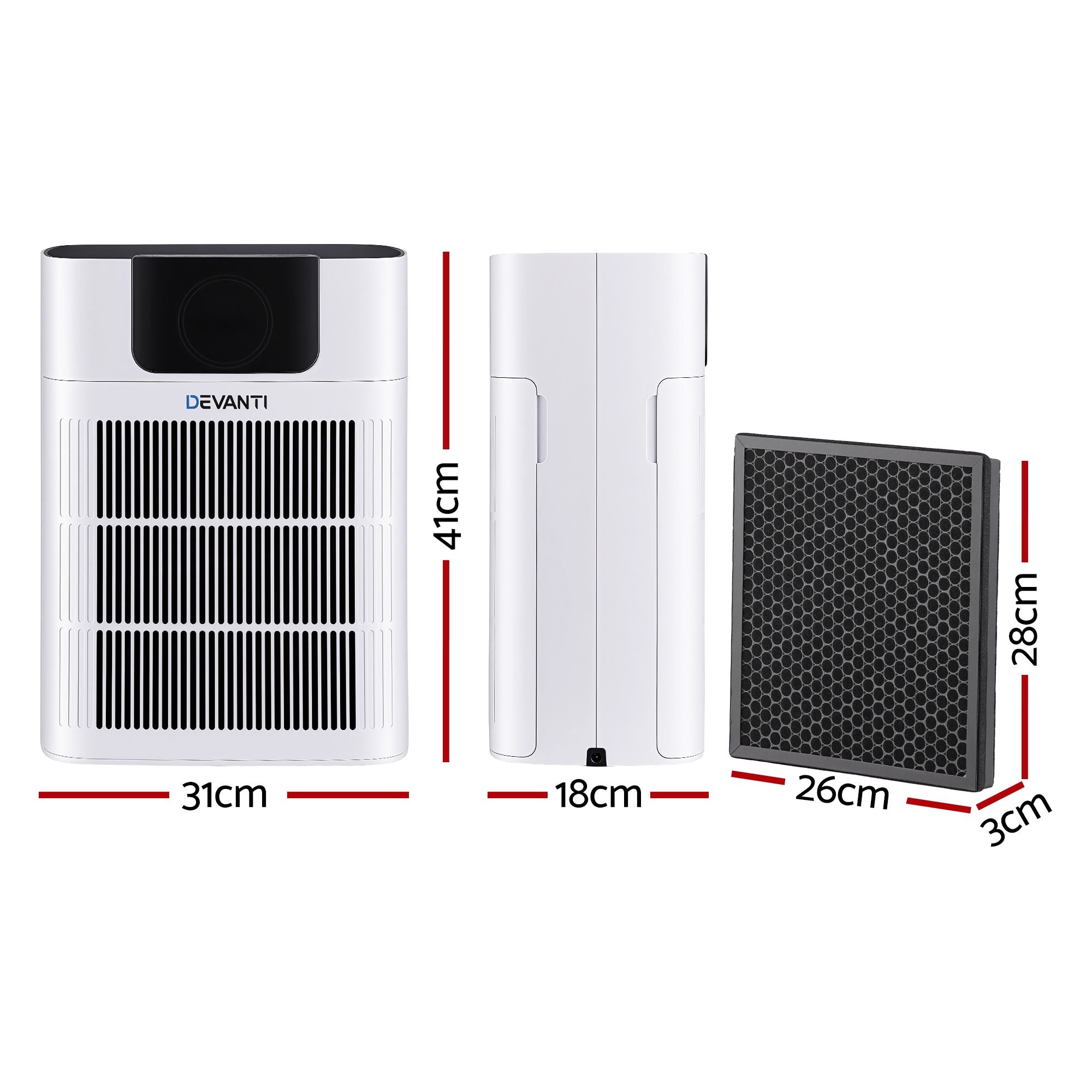 Devanti Pet Air Purifier H12 HEPA Filter Cleaner Replacement Filter White PURI-E-4866PET-FT-WH