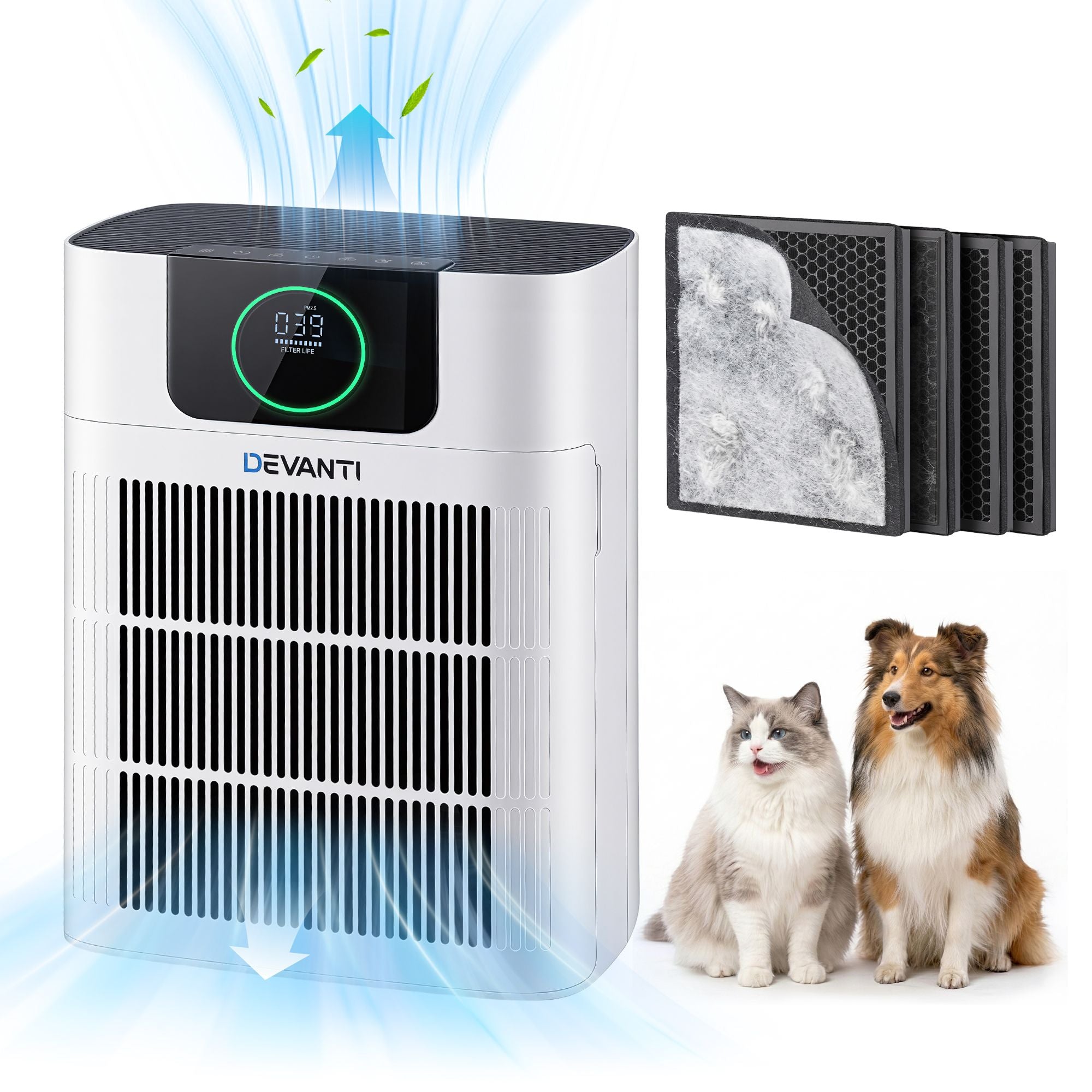 Devanti Pet Air Purifier H12 HEPA Filter Cleaner Replacement Filter White PURI-E-4866PET-FT-WH