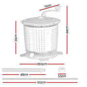 Devanti Portable Washing Machine Manual Spin Dryer Compact for Camping Caravan Apartment PWM-B-2.5KG-WH