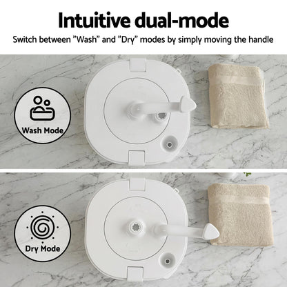 Devanti Portable Washing Machine Manual Spin Dryer Compact for Camping Caravan Apartment PWM-B-2.5KG-WH