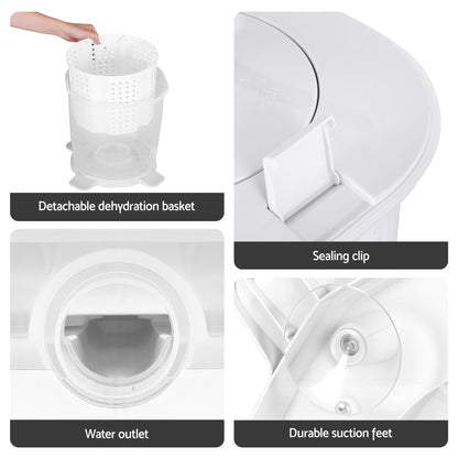 Devanti Portable Washing Machine Manual Spin Dryer Compact for Camping Caravan Apartment PWM-B-2.5KG-WH