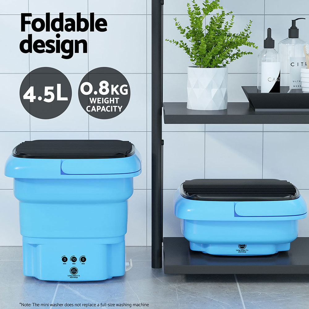 Devanti Portable Washing Machine 4.5L Blue PWM-B-FOLD-4.5-BL
