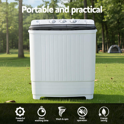 Devanti Portable Washing Machine Twin Tub 4.5KG PWM-B-T-4.5KG-GY