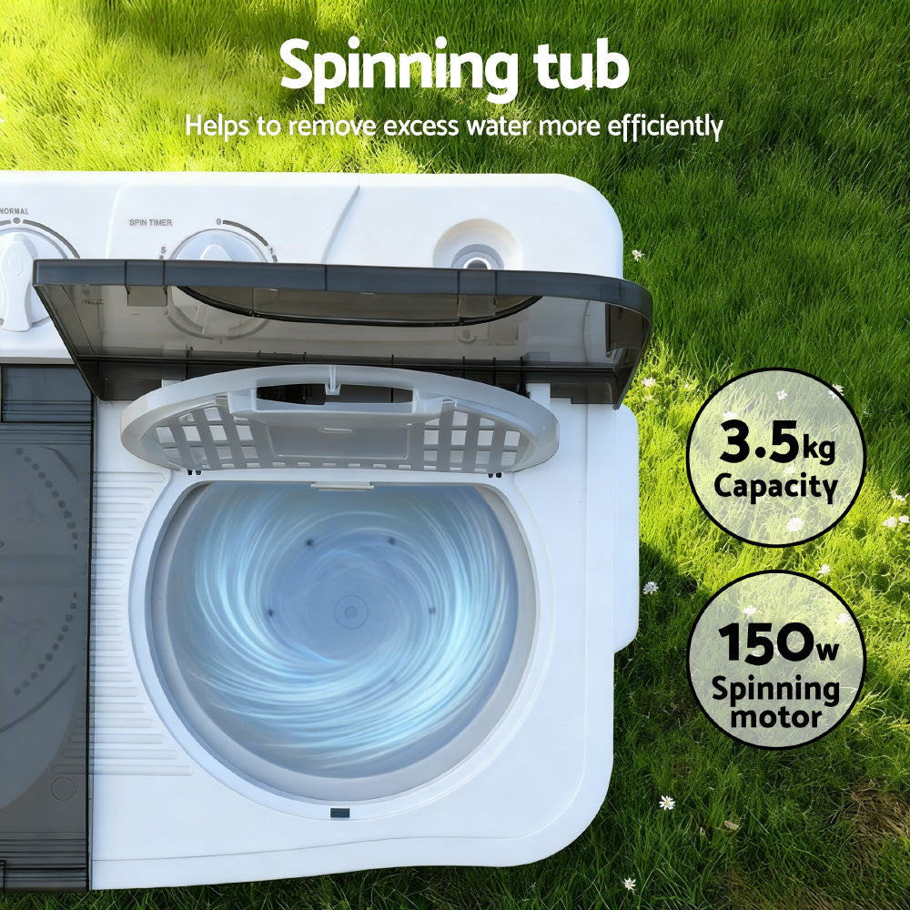 Devanti Portable Washing Machine Twin Tub 4.5KG PWM-B-T-4.5KG-GY