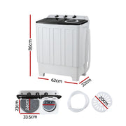 Devanti Portable Washing Machine Twin Tub 7KG White PWM-B-T-7KG-WH