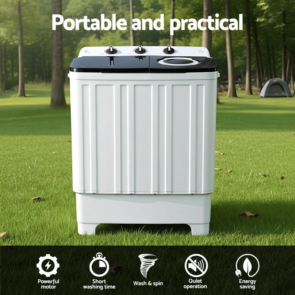 Devanti Portable Washing Machine Twin Tub 7KG White PWM-B-T-7KG-WH