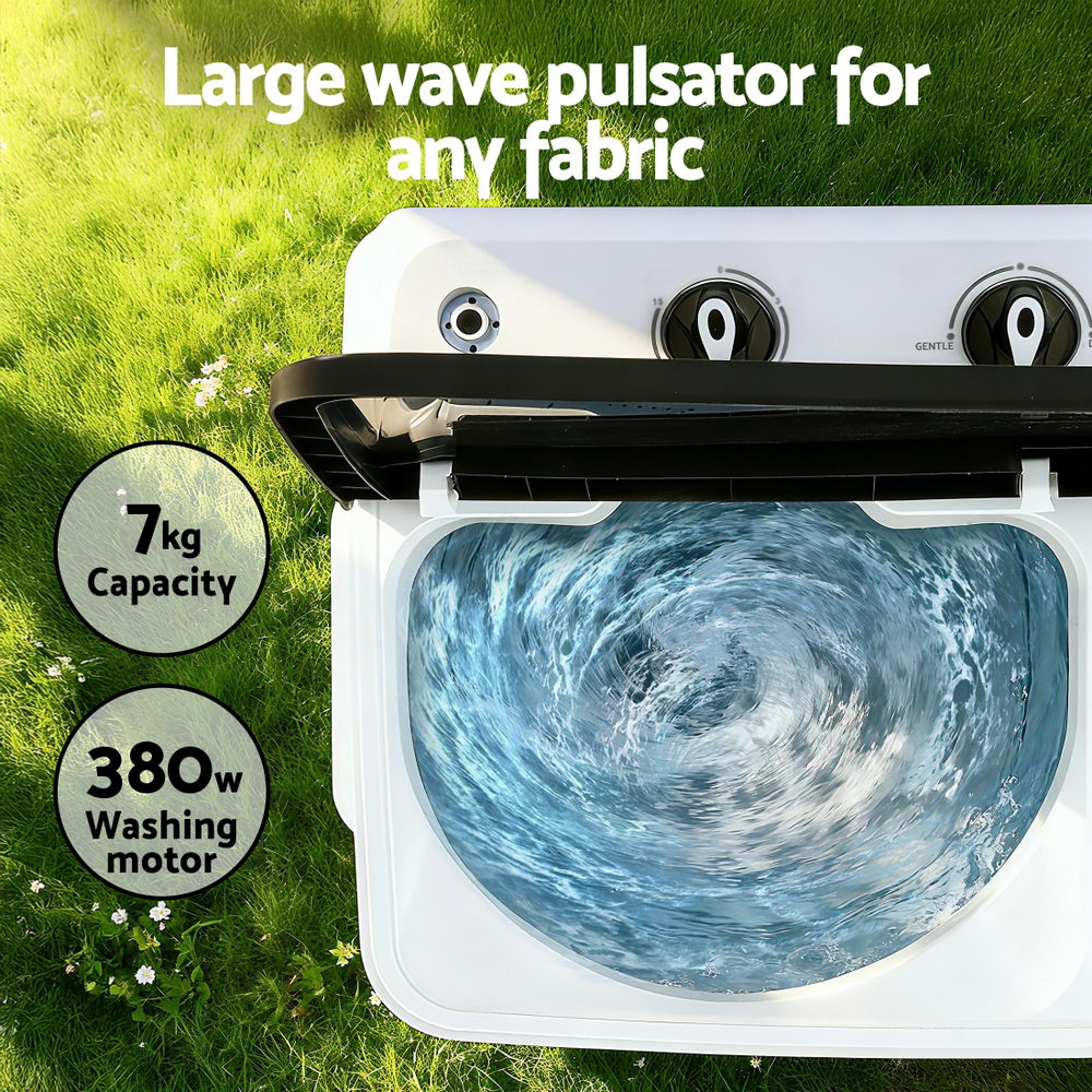 Devanti Portable Washing Machine Twin Tub 7KG White PWM-B-T-7KG-WH