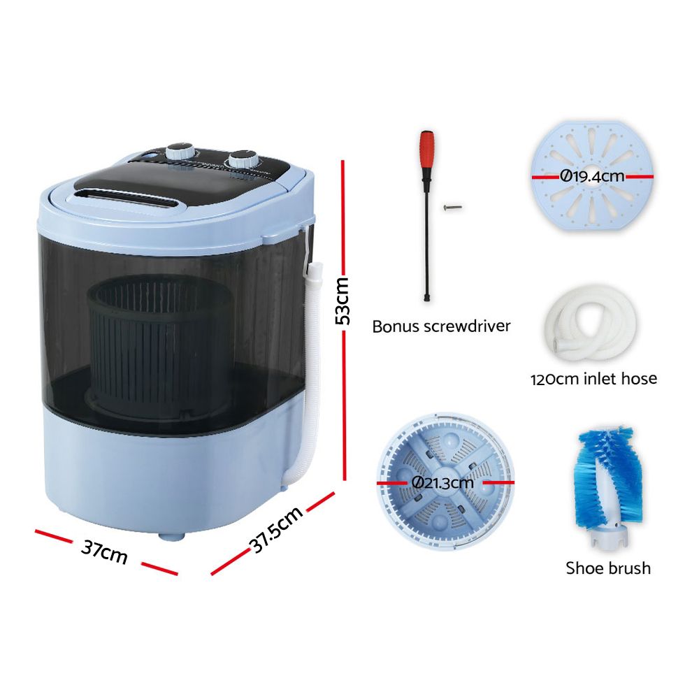 Devanti Portable Washing Machine 3KG Black PWM-S-30-BK