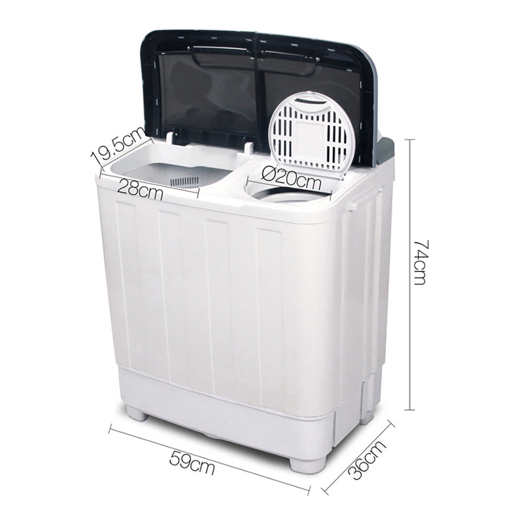 Devanti Portable Washing Machine Twin Tub 4.6KG White PWM-T-98-WH