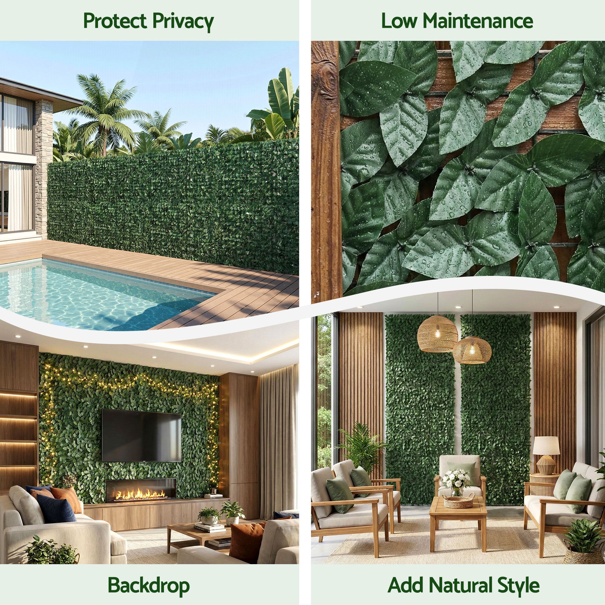 Gardeon Artificial Ivy Privacy Fence Screen Greenery Backdrop Panel for Balcony Patio Garden PWP-100X600-GN