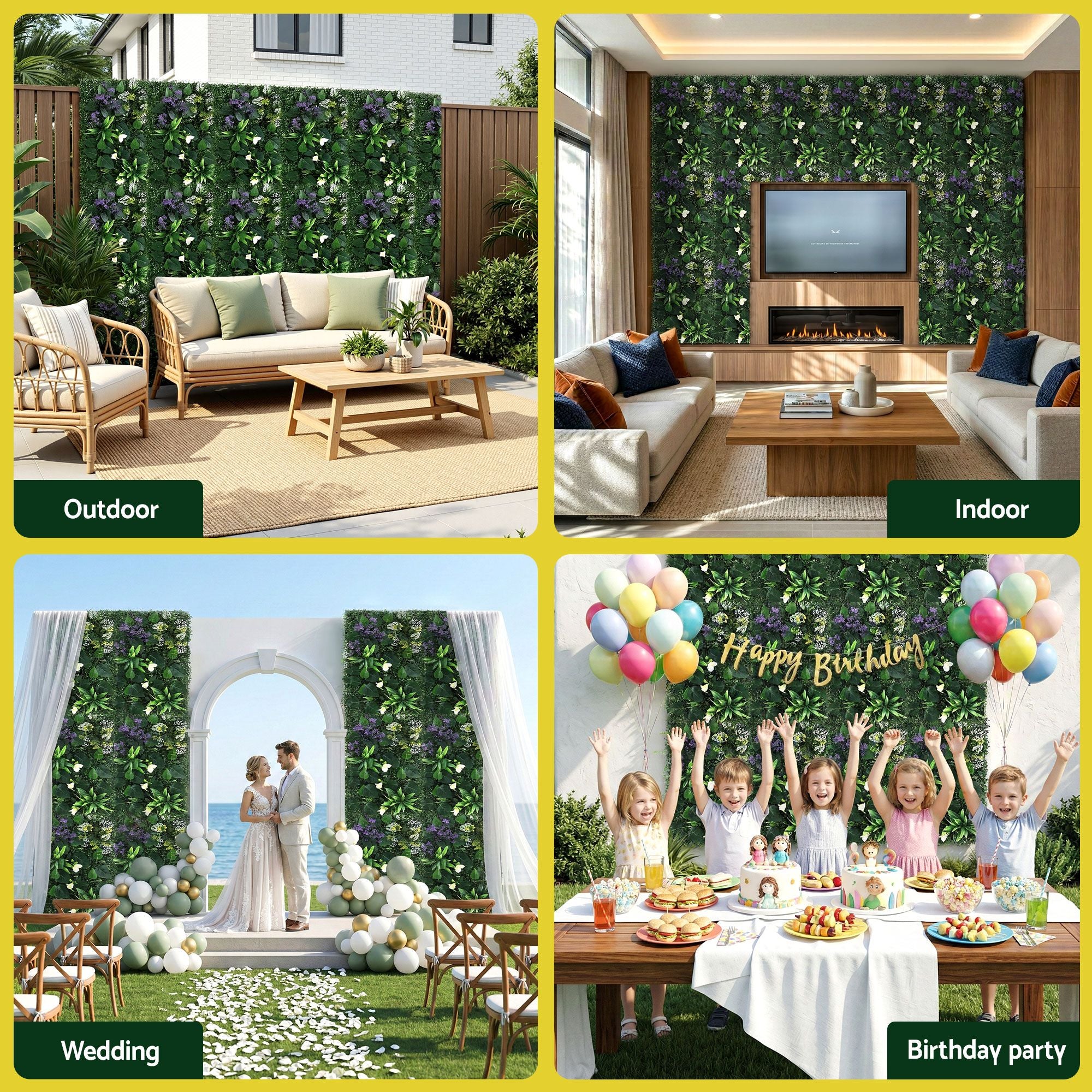 Gardeon 4PCS Artificial Plant Wall Panels 40X60CM Boxwood Panel Hedge Grass Backdrop Backyard Green Decor PWP-40X60-PU-4X