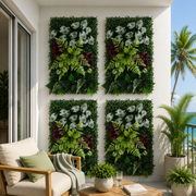 Gardeon 4PCS Artificial Plant Wall Panels 40X60CM Boxwood Panel Flower Backdrop Backyard Green Decor PWP-40X60-RD-4X
