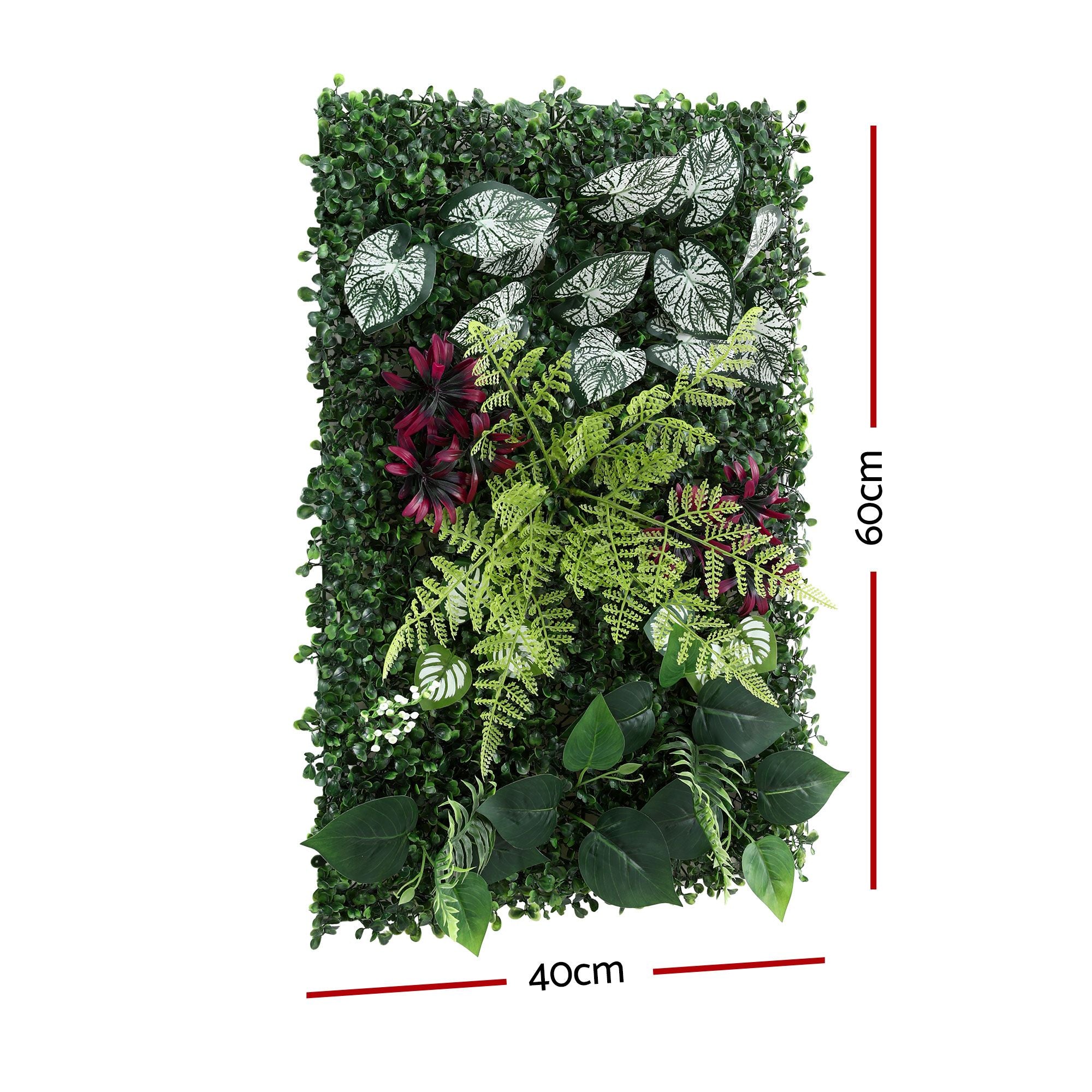 Gardeon 4PCS Artificial Plant Wall Panels 40X60CM Boxwood Panel Flower Backdrop Backyard Green Decor PWP-40X60-RD-4X