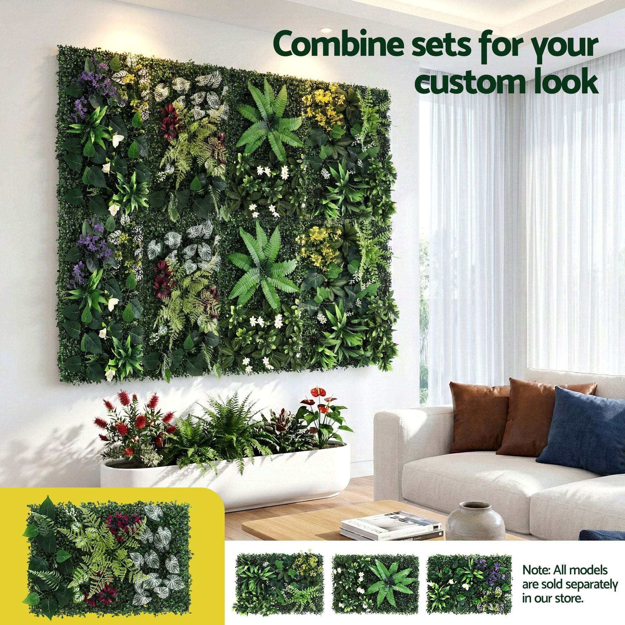Gardeon 4PCS Artificial Plant Wall Panels 40X60CM Boxwood Panel Flower Backdrop Backyard Green Decor PWP-40X60-RD-4X