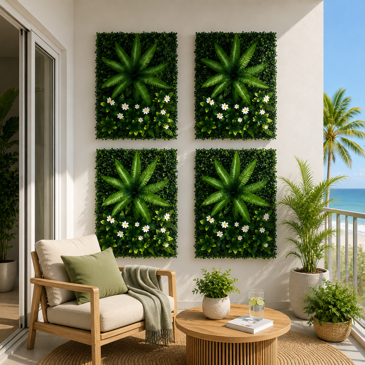 Gardeon 4PCS Artificial Plant Wall Panels 40X60CM Boxwood Panel Leaf Backdrop Backyard Green Decor PWP-40X60-WH-4X