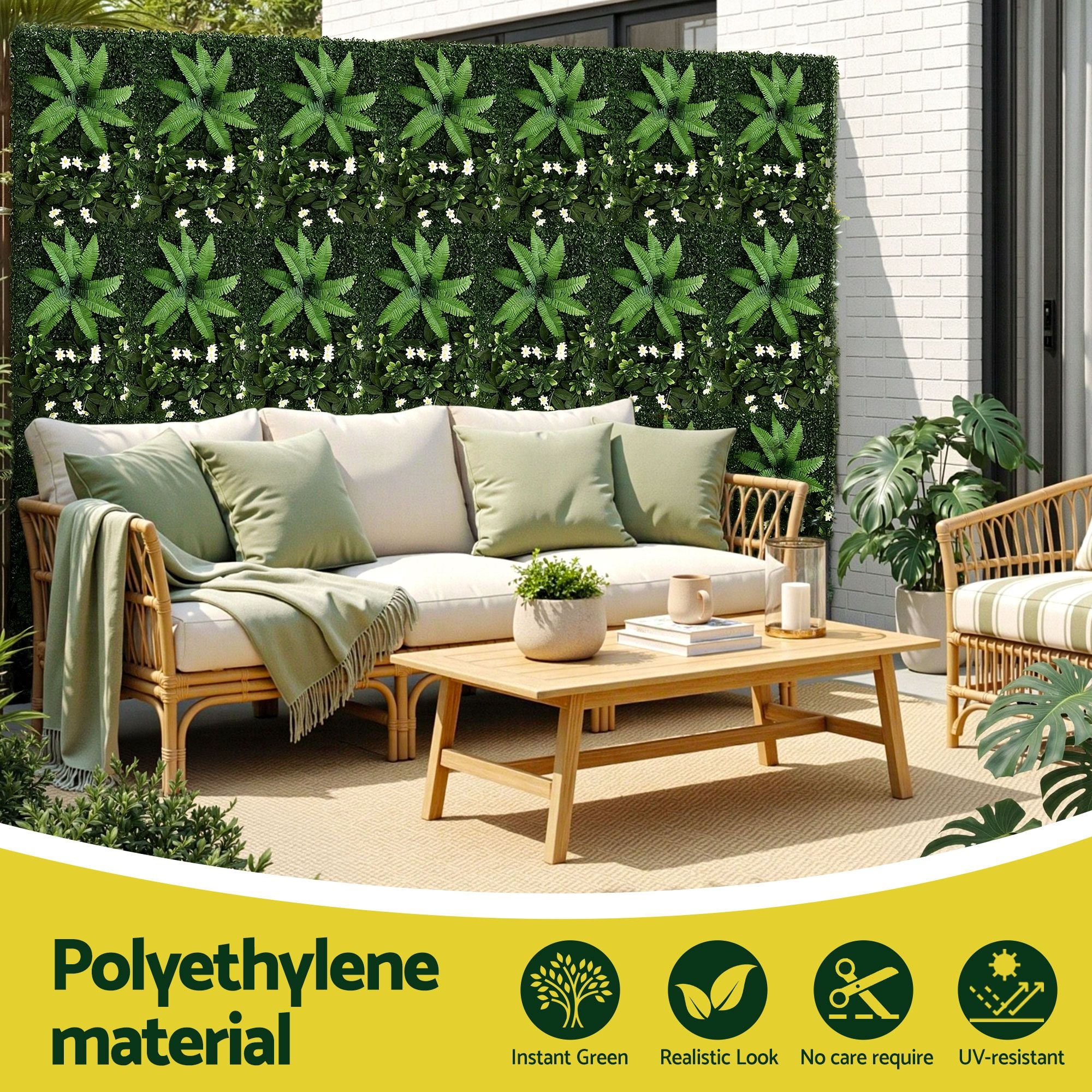 Gardeon 4PCS Artificial Plant Wall Panels 40X60CM Boxwood Panel Leaf Backdrop Backyard Green Decor PWP-40X60-WH-4X