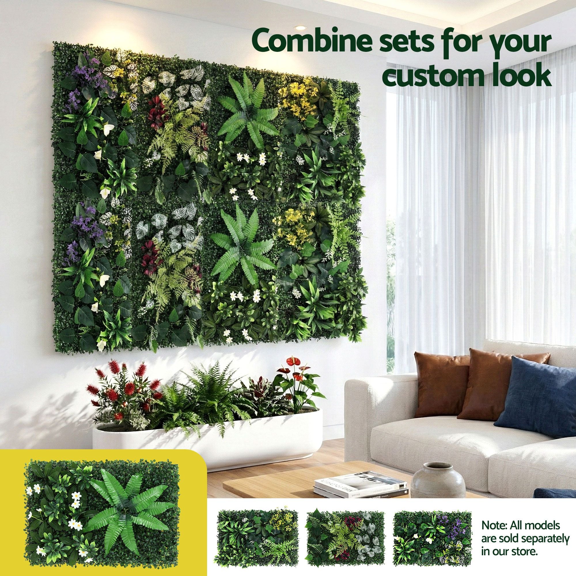 Gardeon 4PCS Artificial Plant Wall Panels 40X60CM Boxwood Panel Leaf Backdrop Backyard Green Decor PWP-40X60-WH-4X
