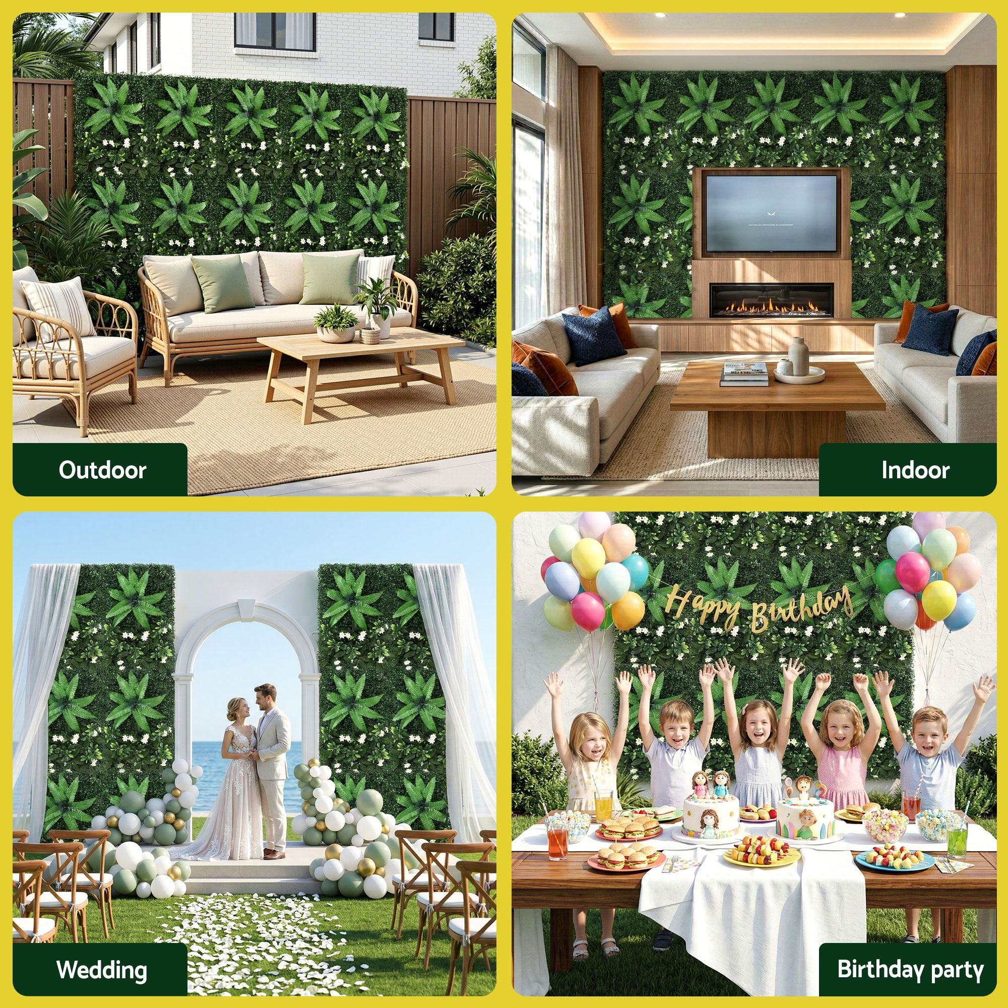Gardeon 4PCS Artificial Plant Wall Panels 40X60CM Boxwood Panel Leaf Backdrop Backyard Green Decor PWP-40X60-WH-4X