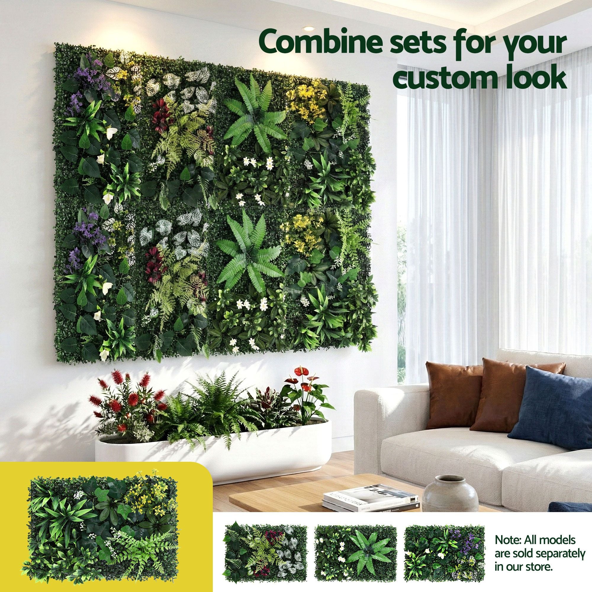 Gardeon 4PCS Artificial Plant Wall Panels 40X60CM Boxwood Panel Backyard Hedge Grass Backdrop Green Decor PWP-40X60-YE-4X