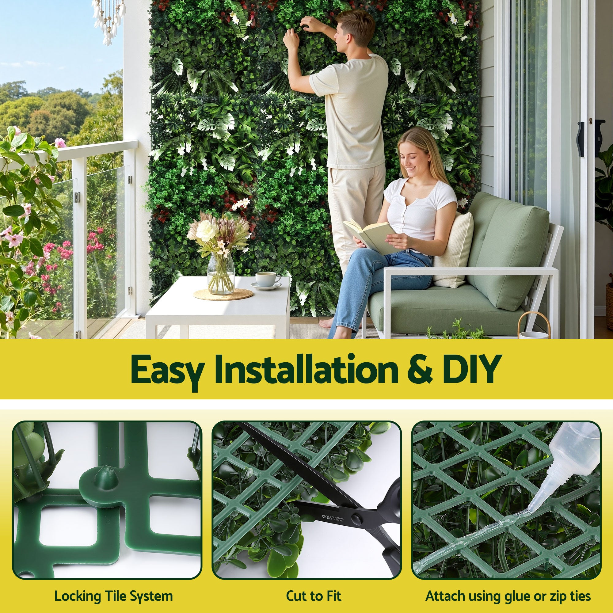 Gardeon Artificial Plant Wall Panels 50X100CM Boxwood Panel Hedge Grass Backdrop Green Decor Backyard PWP-50X100-WH