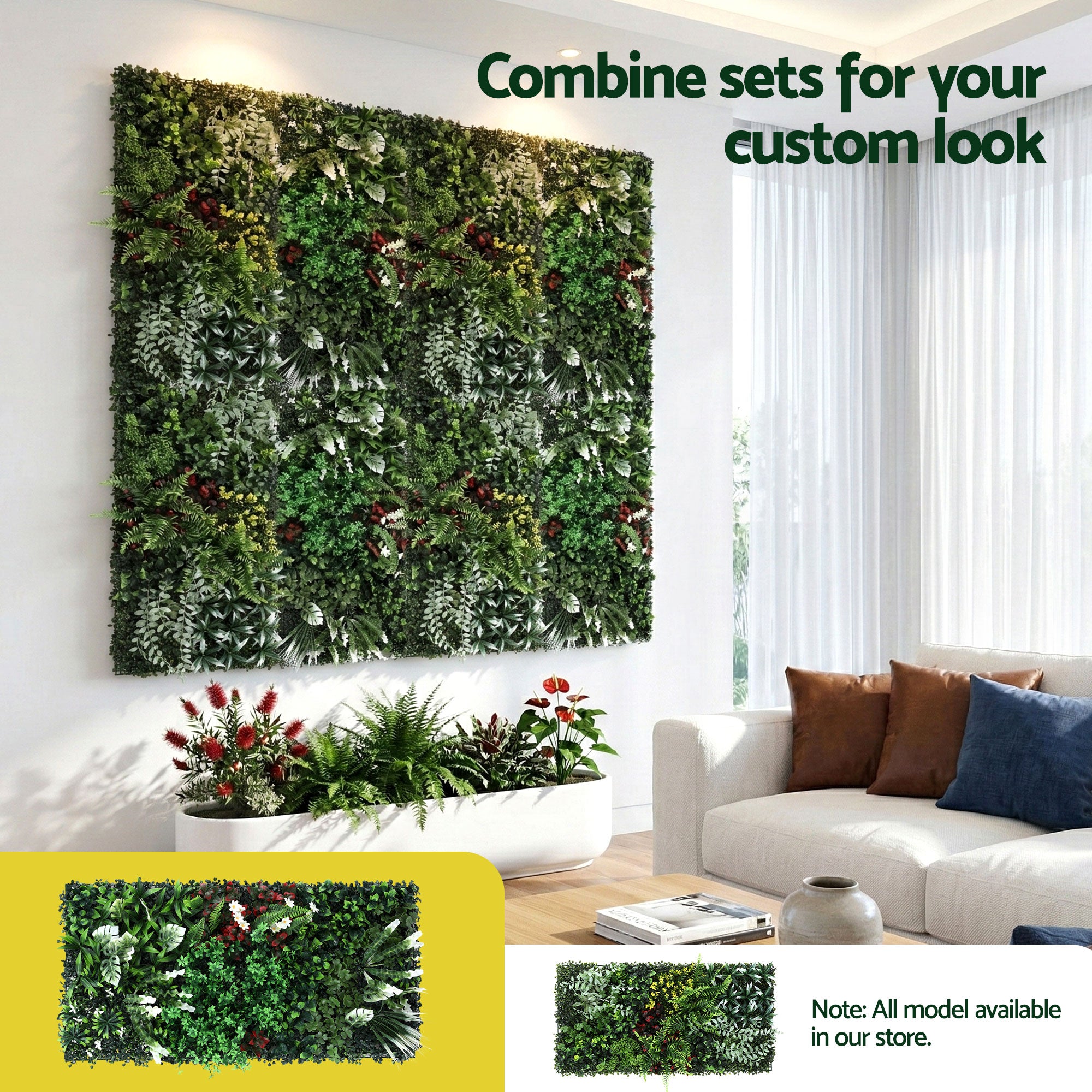 Gardeon Artificial Plant Wall Panels 50X100CM Boxwood Panel Hedge Grass Backdrop Green Decor Backyard PWP-50X100-WH
