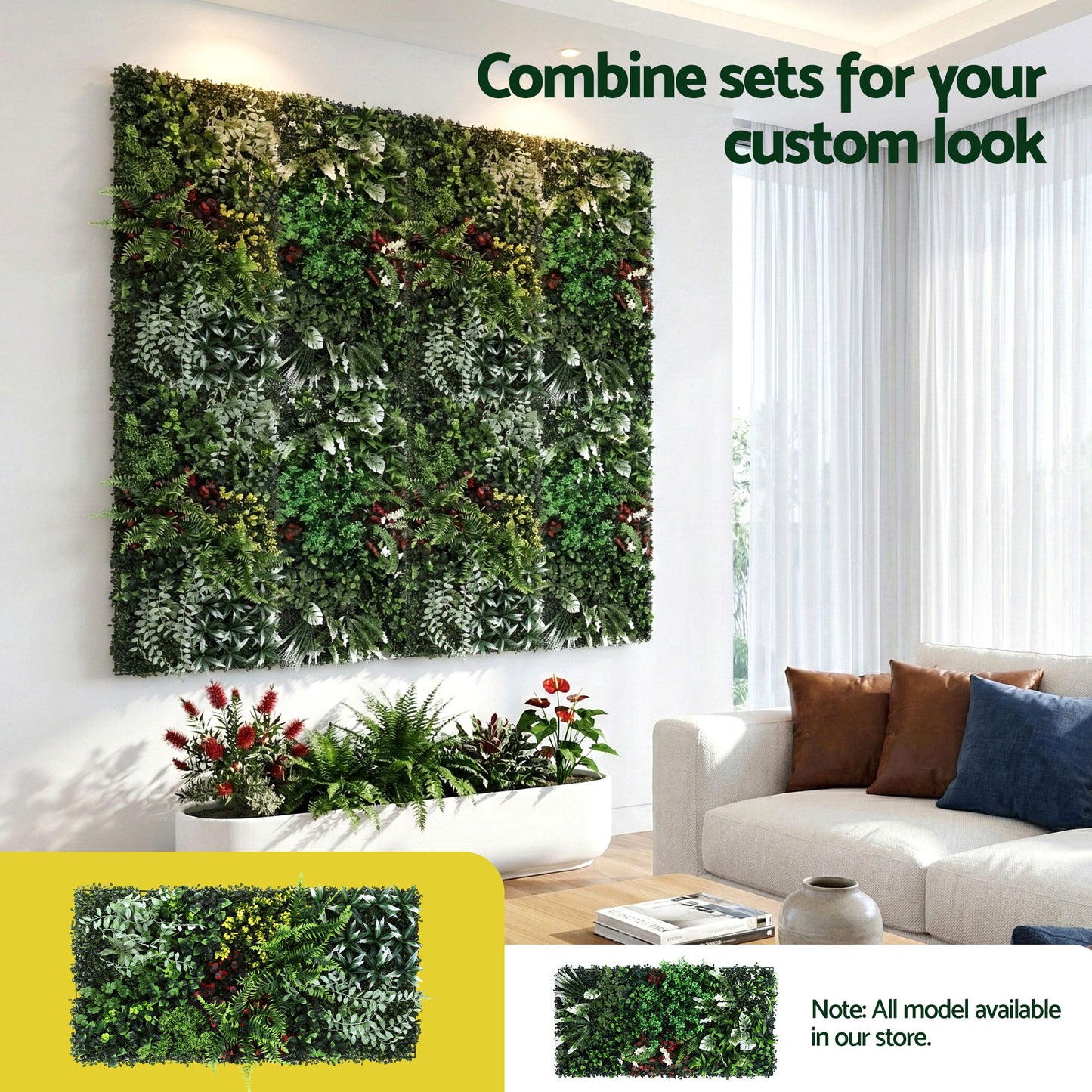 Gardeon Artificial Plant Wall Panels 50X100CM Boxwood Panel Hedge Grass Backdrop Backyard Green Decor PWP-50X100-YE