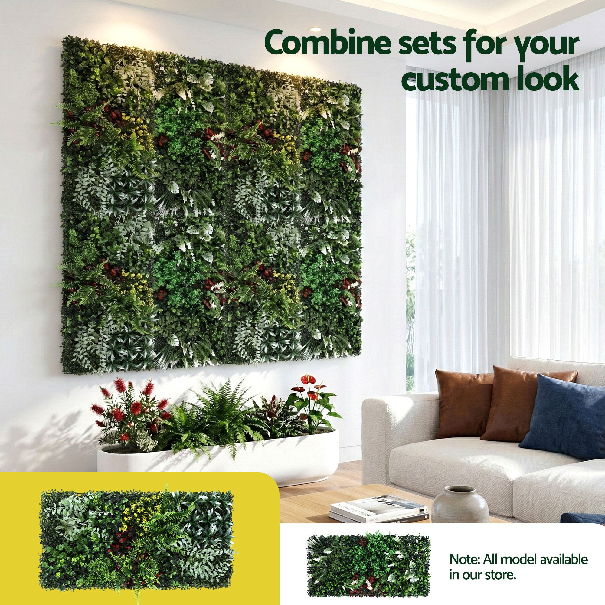 Gardeon Artificial Plant Wall Panels 50X100CM Boxwood Panel Hedge Grass Backdrop Backyard Green Decor PWP-50X100-YE