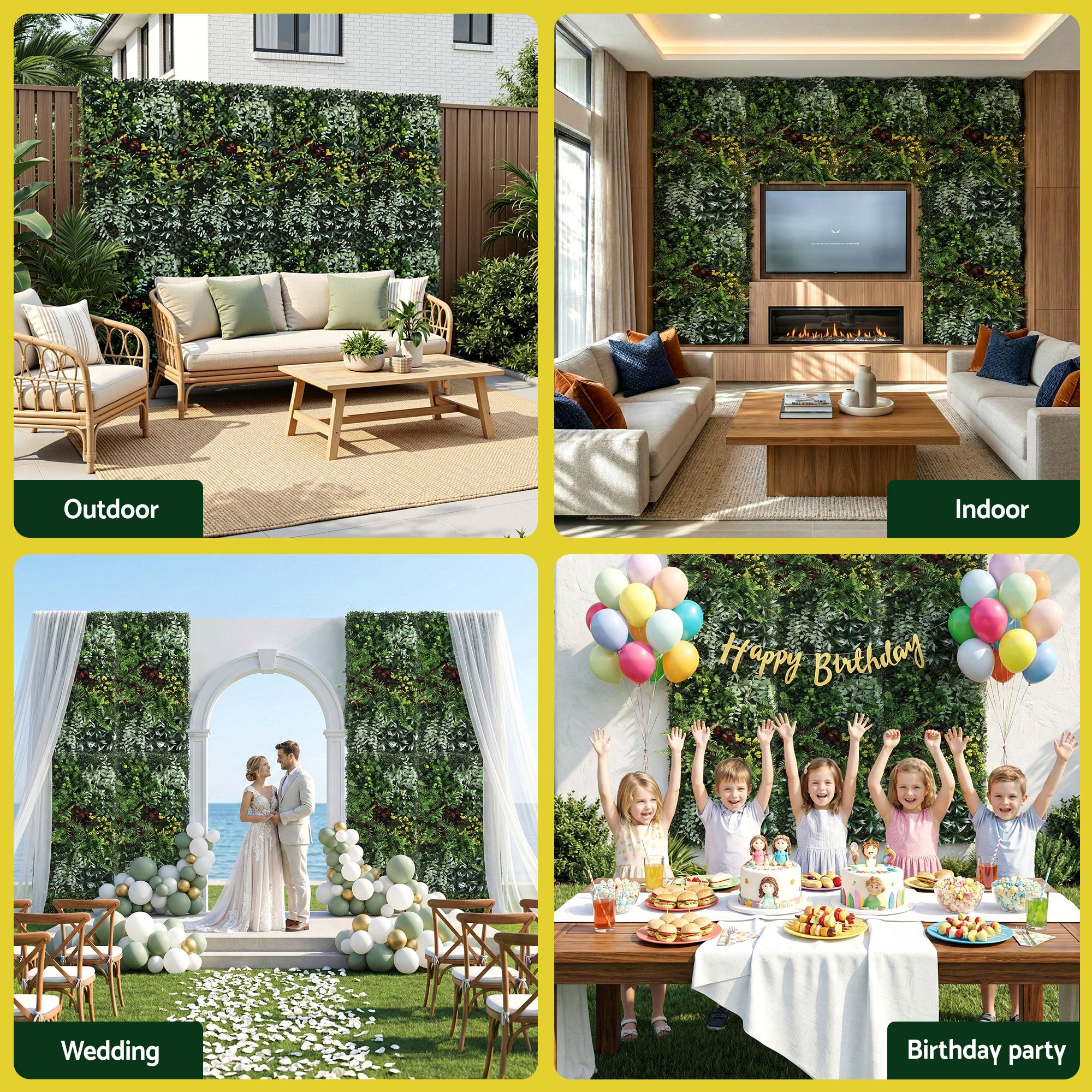 Gardeon Artificial Plant Wall Panels 50X100CM Boxwood Panel Hedge Grass Backdrop Backyard Green Decor PWP-50X100-YE