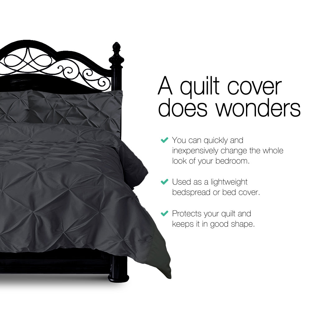 Giselle Bedding Quilt Cover Set Diamond Black Super King QCS-DIAM-BK-SK