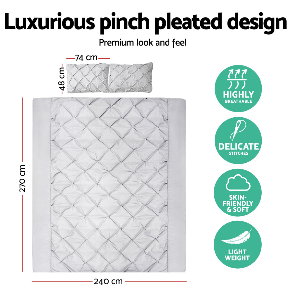 Giselle Bedding Quilt Cover Set Diamond Grey Super King QCS-DIAM-GY-SK