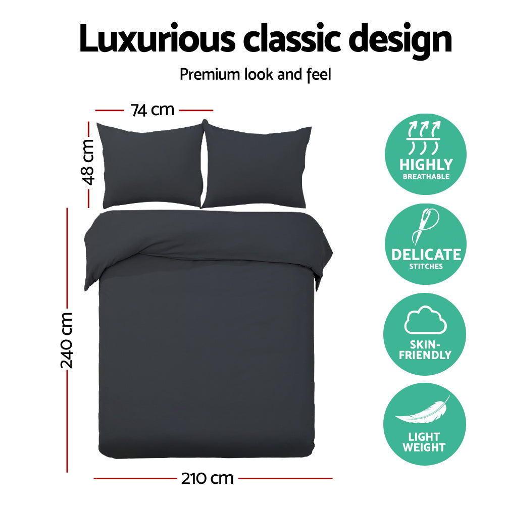 Giselle Bedding Quilt Cover Set Classic Black King QCS-MF-BK-K