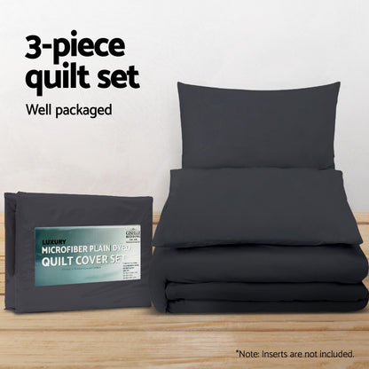 Giselle Bedding Quilt Cover Set Classic Black King QCS-MF-BK-K
