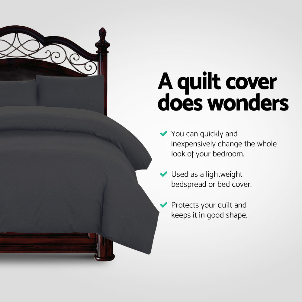 Giselle Bedding Quilt Cover Set Classic Black Queen QCS-MF-BK-Q