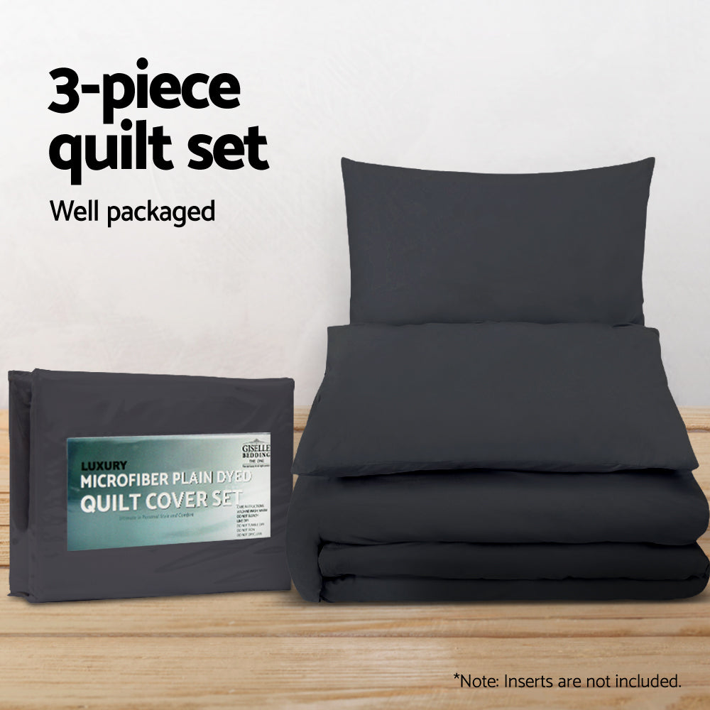 Giselle Bedding Quilt Cover Set Classic Black Queen QCS-MF-BK-Q