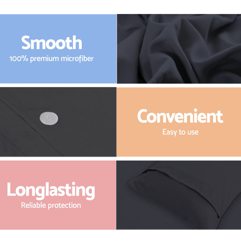 Giselle Bedding Quilt Cover Set Classic Black Super King QCS-MF-BK-SK