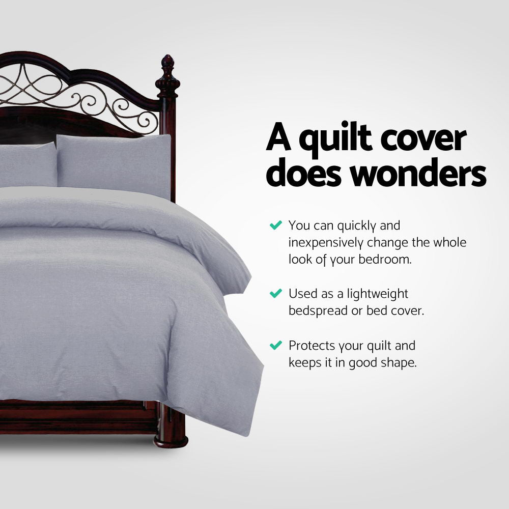 Giselle Bedding Quilt Cover Set Classic Grey King QCS-MF-GY-K