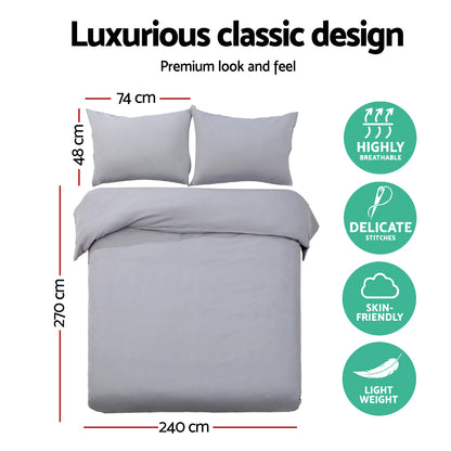 Giselle Bedding Quilt Cover Set Classic Grey Super King QCS-MF-GY-SK