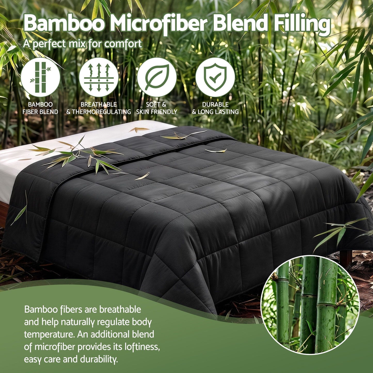 Giselle 200GSM Bamboo Microfibre King Quilt Lightweight All Season Doona Duvet