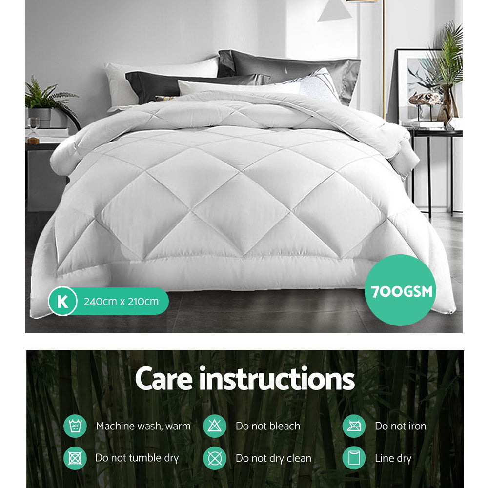 Giselle Bedding 700GSM Microfibre Bamboo Quilt King QUILT-BAM-700-K