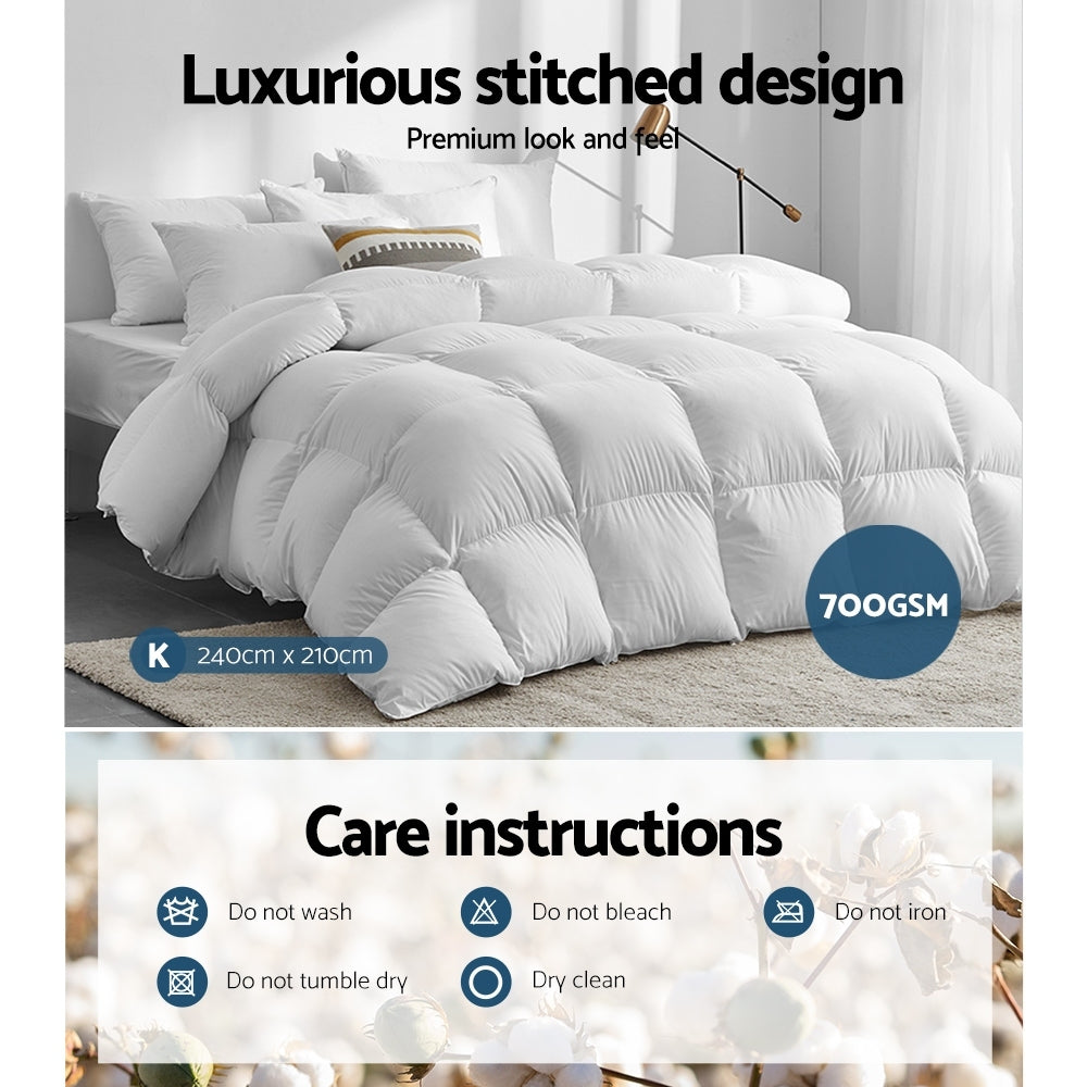 Giselle Bedding 700GSM Duck Down Feather Quilt King QUILT-DFD-700-K