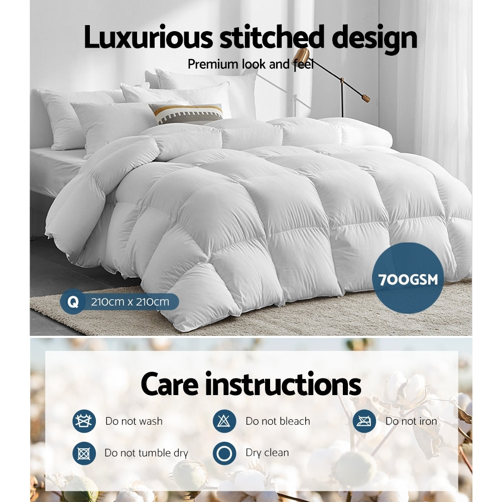 Giselle Bedding 700GSM Duck Down Feather Quilt Queen QUILT-DFD-700-Q